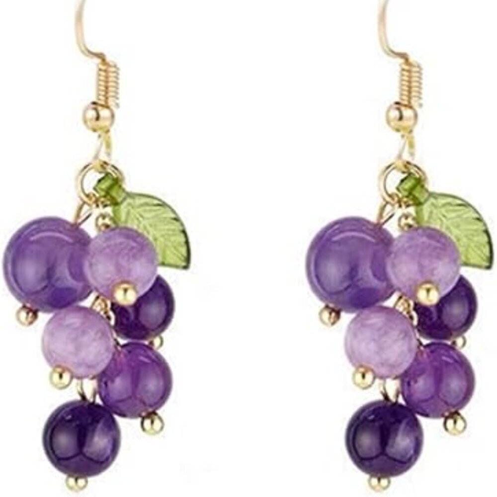 Simulation Fruit Earrings Creative Cute Fruits Dangle Drop Earrings Grape Strawb